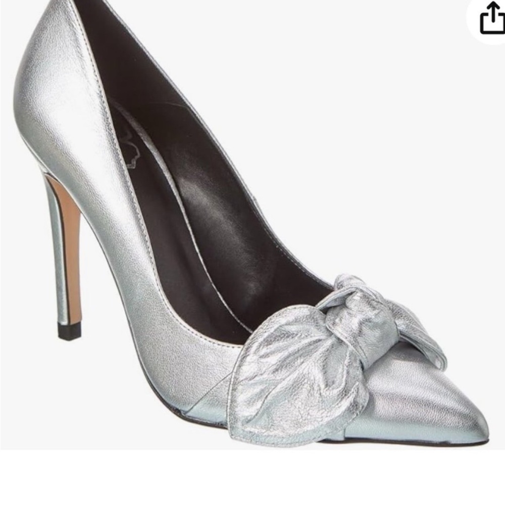 Ted Baker Silver Metallic Bow Detail Heels
